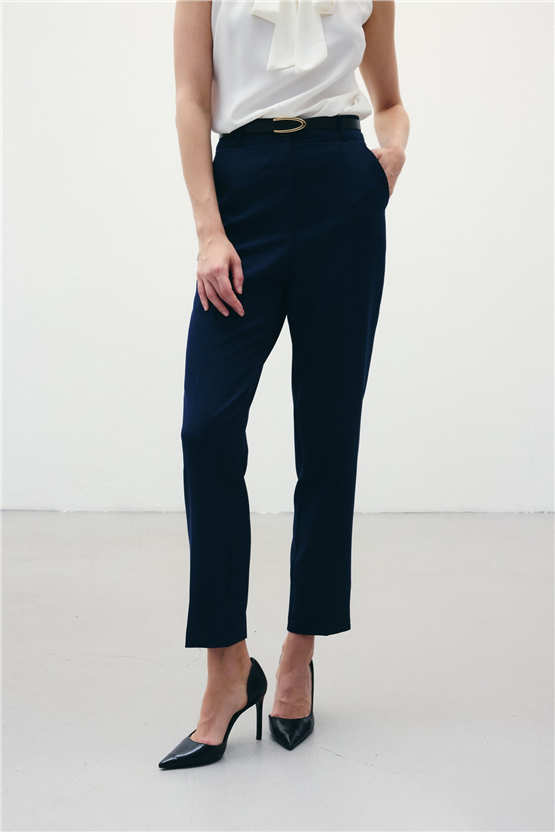 Sateen 1860-506 Lacivert Kadın 6 Kemerlı Pantolon