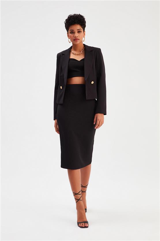 Sateen 779-4518 Siyah Kadın Kalem Etek 36-42