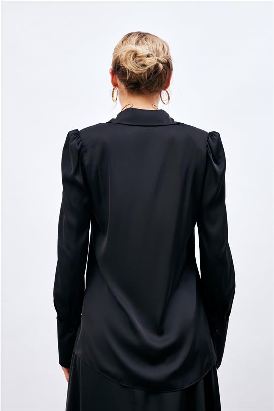 Sateen 987-2053 Siyah Saten Gömlek