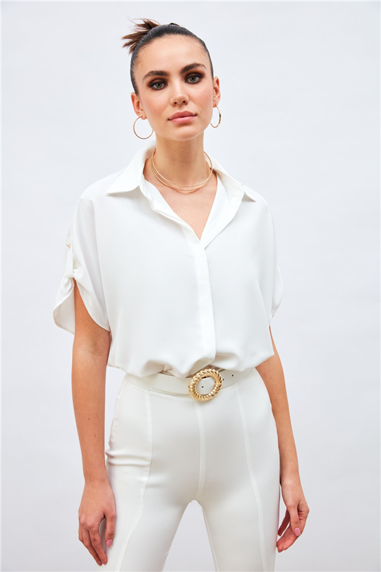 Sateen Y26 1100-2032 Kısa Kol Gömlek Ekru