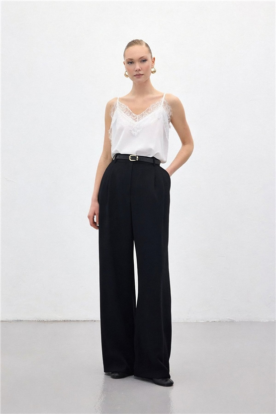 Sateen Y26 1987-5079 Luna Krep Pantolon Siyah