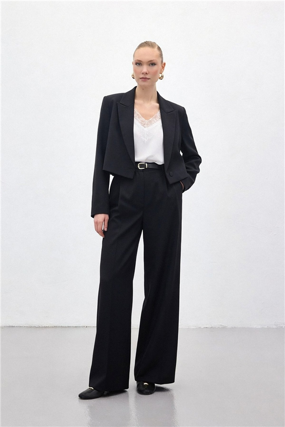Sateen Y26 1987-5079 Luna Krep Pantolon Siyah