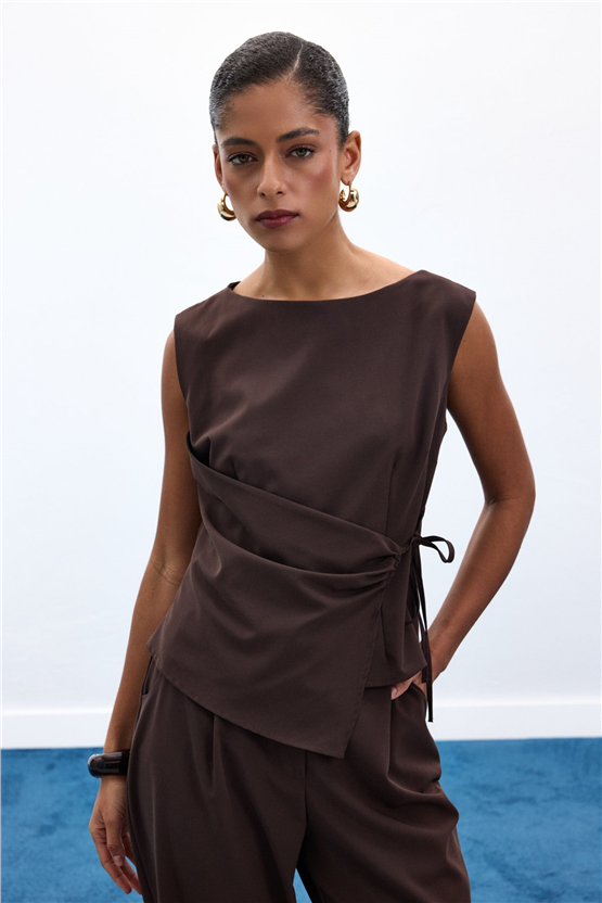 Sateen Y26 1989-1254  Lena Bluz Kahverengi Kadın