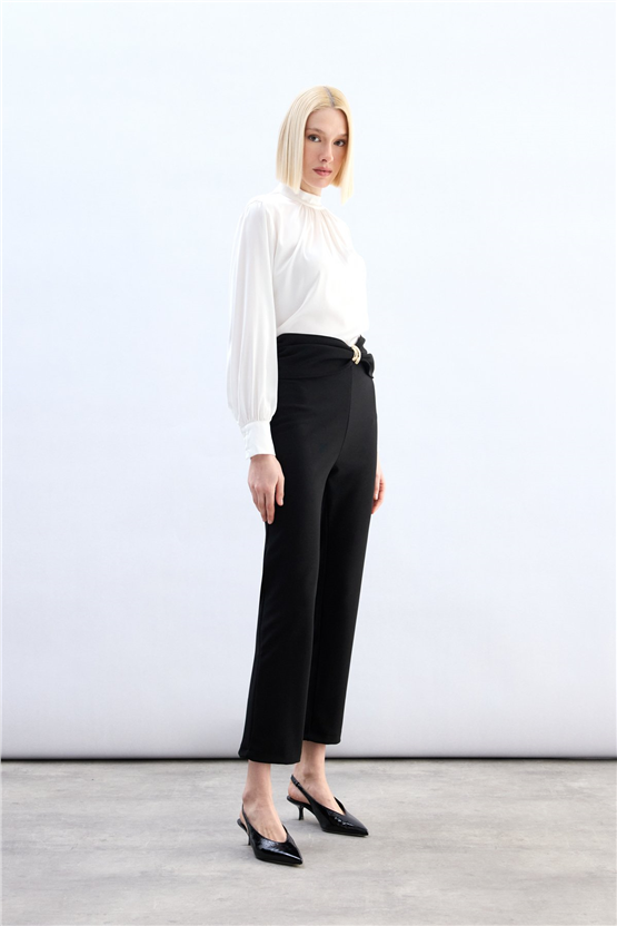 Sateen Y26 1993-5080 Aksesuar Detaylı Pantolon Siyah