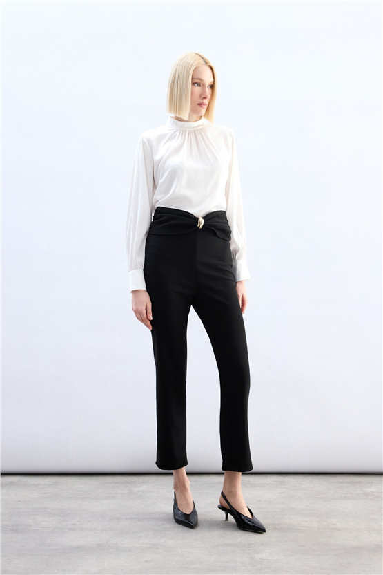 Sateen Y26 1993-5080 Aksesuar Detaylı Pantolon Siyah