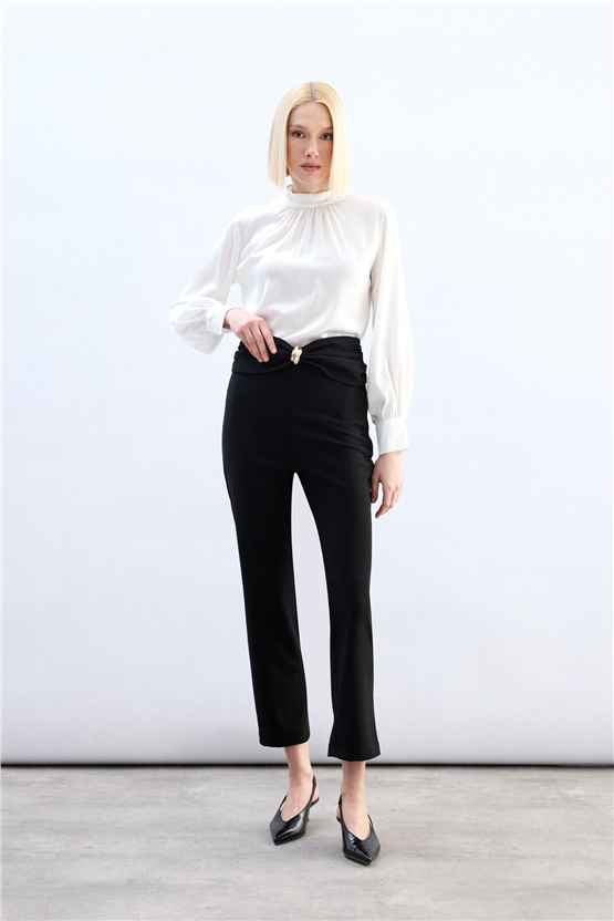 Sateen Y26 1993-5080 Aksesuar Detaylı Pantolon Siyah