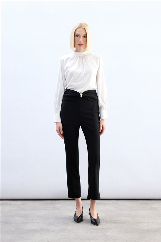 Sateen Y26 1993-5080 Aksesuar Detaylı Pantolon Siyah