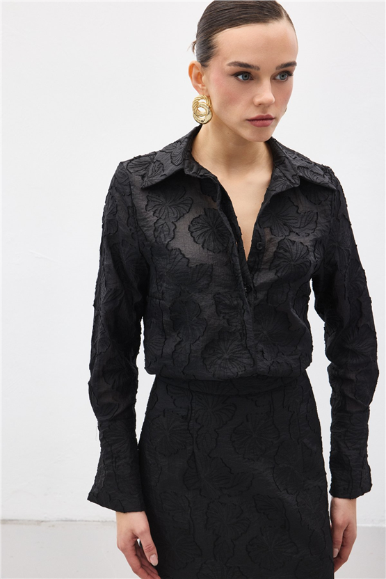 Sateen Y26 2133-2190 Belica Gömlek Siyah