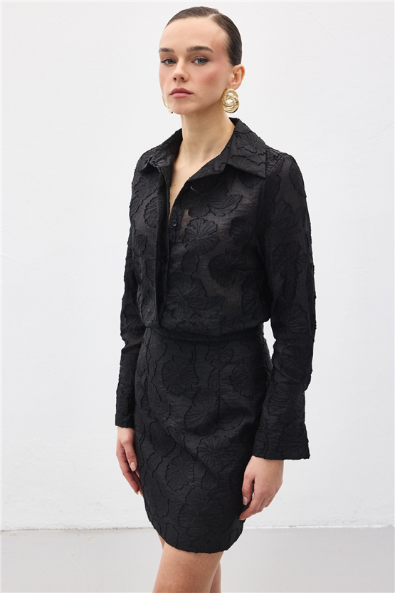 Sateen Y26 2133-2190 Belica Gömlek Siyah