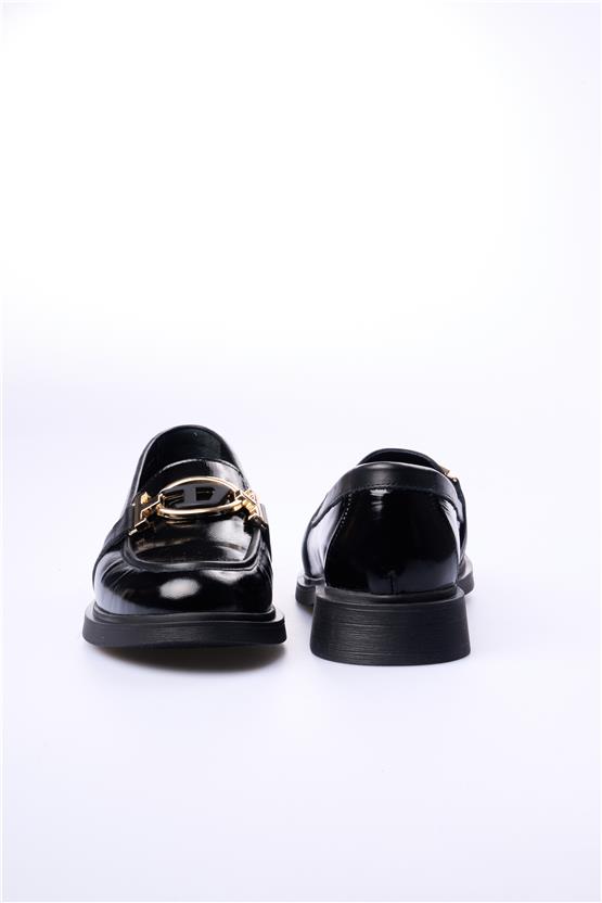 Seçil 029 Siyah Rugan Kadın Deri Ayakkabı