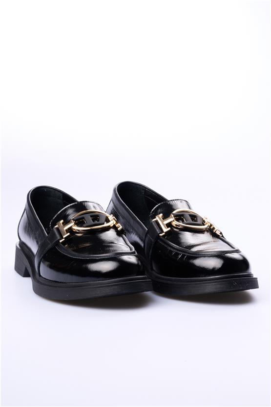 Seçil 029 Siyah Rugan Kadın Deri Ayakkabı