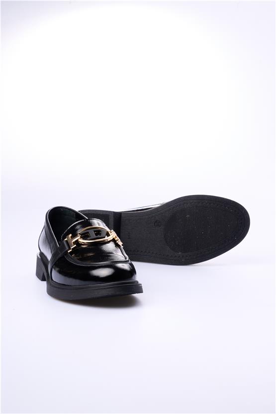 Seçil 029 Siyah Rugan Kadın Deri Ayakkabı