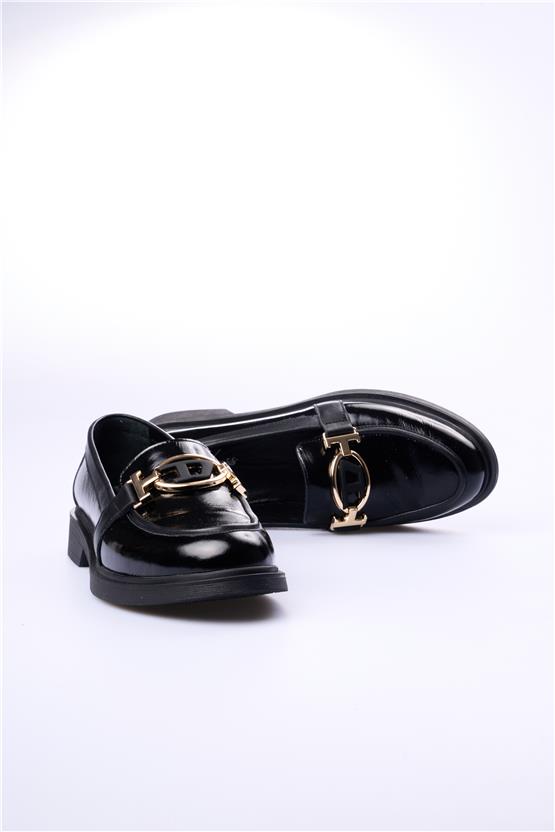 Seçil 029 Siyah Rugan Kadın Deri Ayakkabı