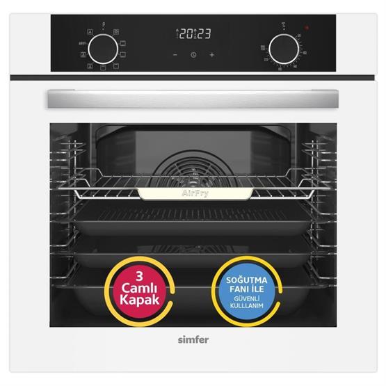 Simfer 10 Fonksiyon Airfry Beyaz 3lü Ankastre Set (8216 Fırın + 3507 Ocak + 8739 Davlumbaz) 
