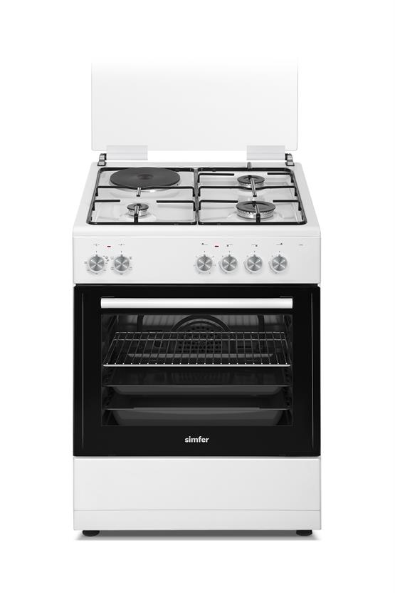 Simfer 1242 Tam Boy Fırın 3 Gözlü+1E Hotplate Turbo 6 Fonksiyon Beyaz