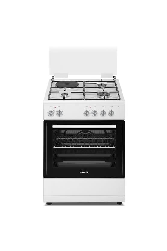 Simfer 1242 Tam Boy Fırın 3 Gözlü+1E Hotplate Turbo 6 Fonksiyon Beyaz