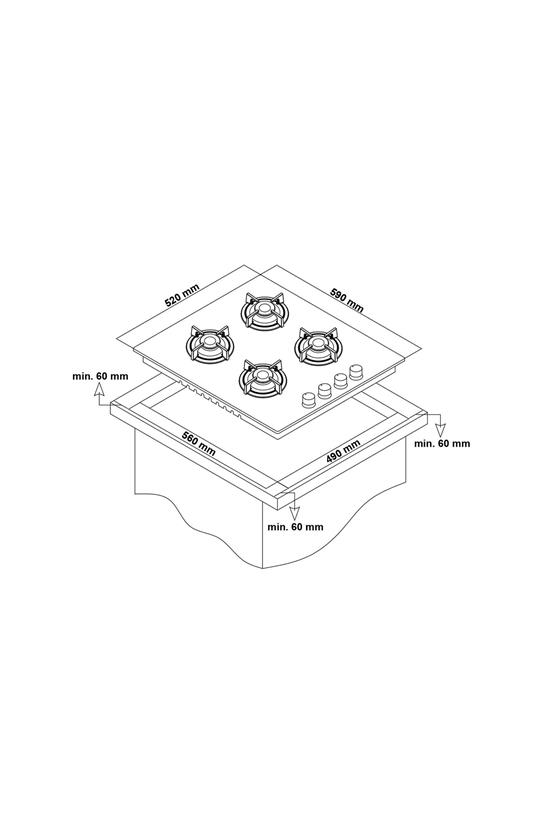 Simfer 3010-N Set Üstü Beyaz Emaye Ocak 4 Gözlü