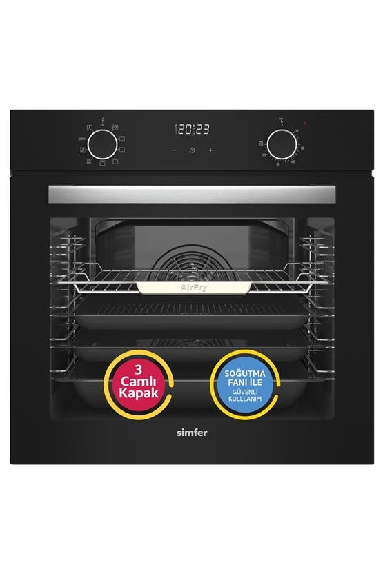 Simfer 8215 10 Fonksiyon Airfry Plus Siyah Cam Ankastre Fırın Dijital