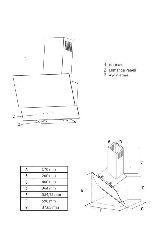 Simfer 8707 60Cm Premium Dokunmatik Beyaz Cam Davlumbaz Kumandalı