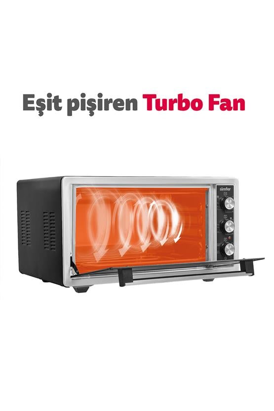 Simfer M-4503 45Litre Inox Midi Fırın 6 Fonksiyon Turbo