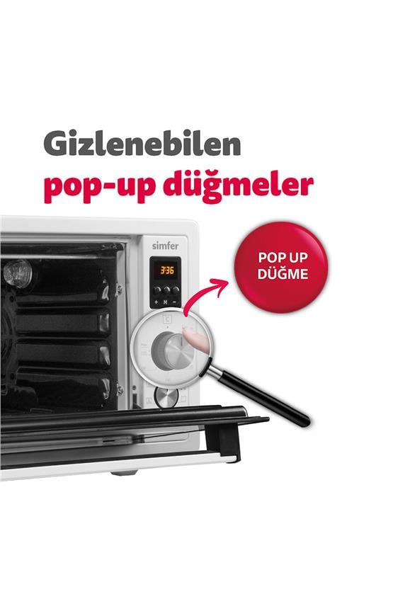 Simfer M-4558 45Litre Beyaz Midi Fırın 6 Fonksiyon Dijital Turbo