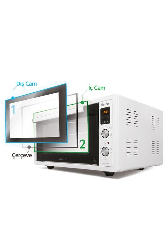 Simfer M-4558 45Litre Beyaz Midi Fırın 6 Fonksiyon Dijital Turbo
