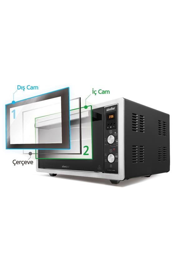 Simfer M-4559 45Litre Inox Midi Fırın 6 Fonksiyon Turbo Dijital