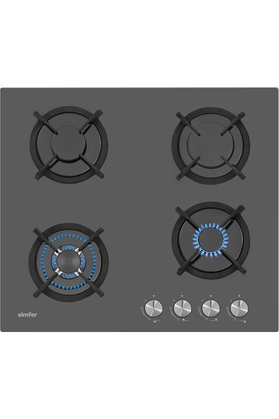 Simfer 3032-N Set Üstü Siyah Cam Ocak Emaye Izgara 3 Gözlü+1 Wok