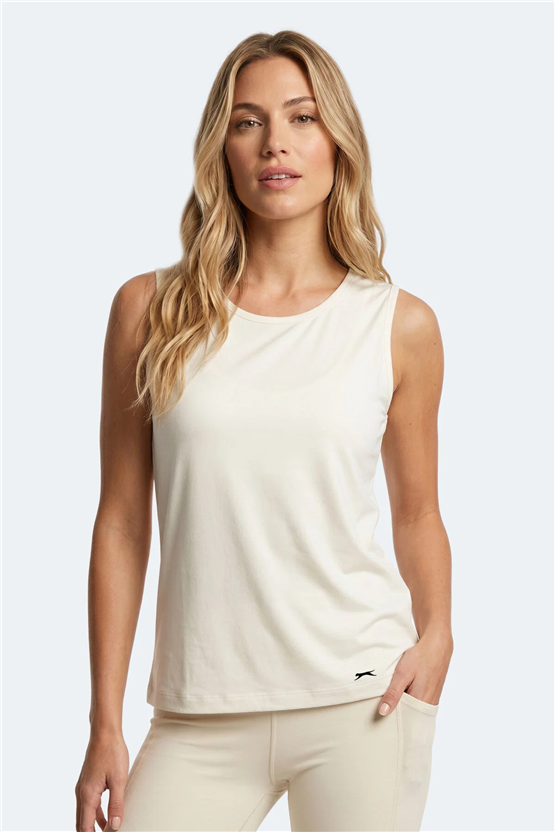 Slazenger Kunde Ekru Kadın Kolsuz T-Shırt