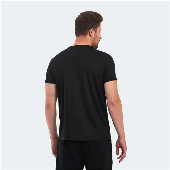 Slazenger Omar Ktn. Sıyah Erkek Bısıklet Yaka T-Shırt