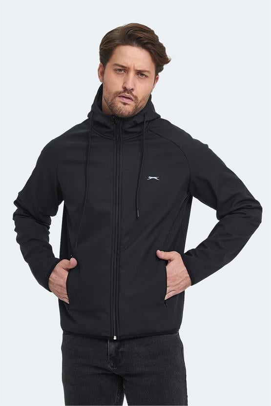 Slazenger St23Je036-500 Siyah Erkek Rangı Kapşonlu Softshell Mont