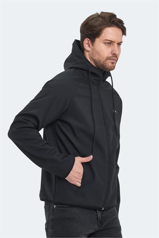 Slazenger St23Je036-500 Siyah Erkek Rangı Kapşonlu Softshell Mont