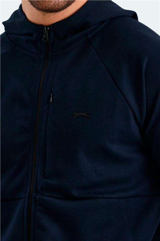 Slazenger St24We053-400 Vıolet Lacıvert Erkek Kapusonlu Tam Fermuarlı Sweatshırt