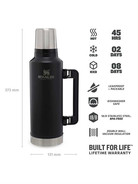 Stanley The Legendary Classic Bottle 1.9L / 2.0QT Matte Black Pebble