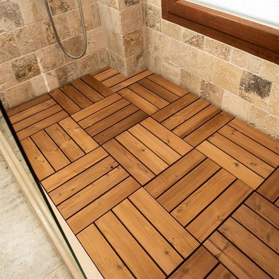 Sunsoe Fin Çamı Balkon Bahçe Ahşap Yer Döşemesi Karo Deck 30x30 cm - 10 Adet(0,9m2)