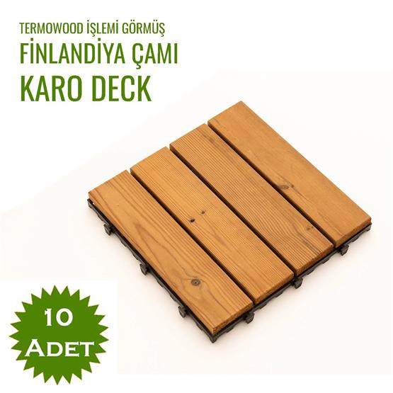 Sunsoe Fin Çamı Balkon Bahçe Ahşap Yer Döşemesi Karo Deck 30x30 cm - 10 Adet(0,9m2)