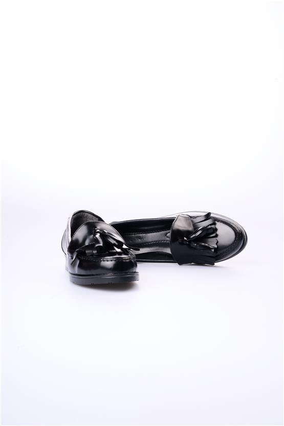 Swell Soft 10C01-01 Siyah Rugan Kadın Loafer Ayakkabı