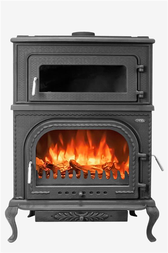 TDS OptimaX Dik Fırınlı, Yan Camlı Yan kapaklı Döküm Şömine Soba Alttan Küllük / MAŞA TAKIMI HEDİYELİ