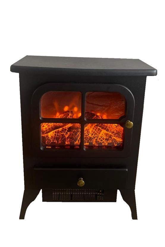 Tektes Elektrikli Şömine Isıtıcı 1850W Fanlı, Gerçek Alev Efektli Dekoratif Soba 