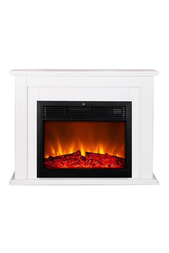 Tektes Elektrikli Şömine Krem Kasalı 118cm Kasalı 8 Renkli Alev Sesli Bluetoothlu Wifi Uygulamalı