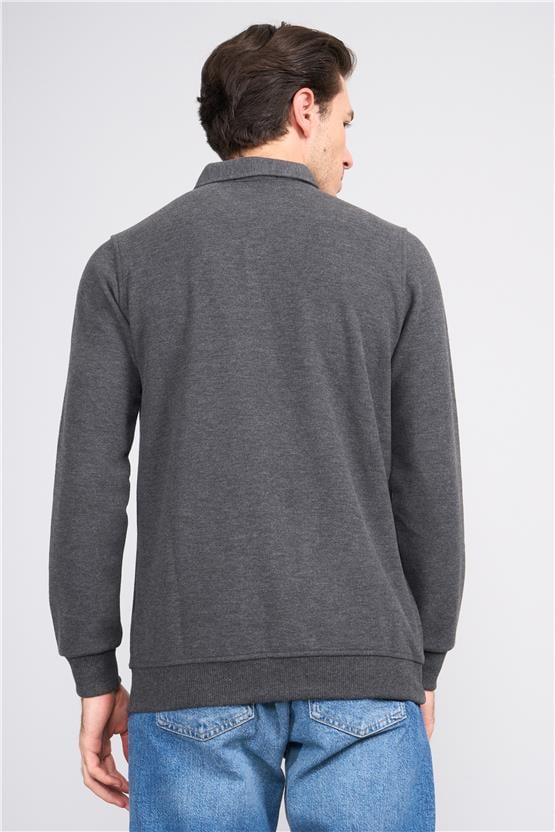 Troy Antrasit Erkek Selanik Patlı Sweatshirt