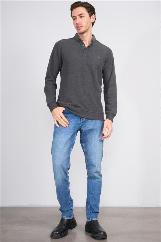 Troy Antrasit Erkek Selanik Patlı Sweatshirt