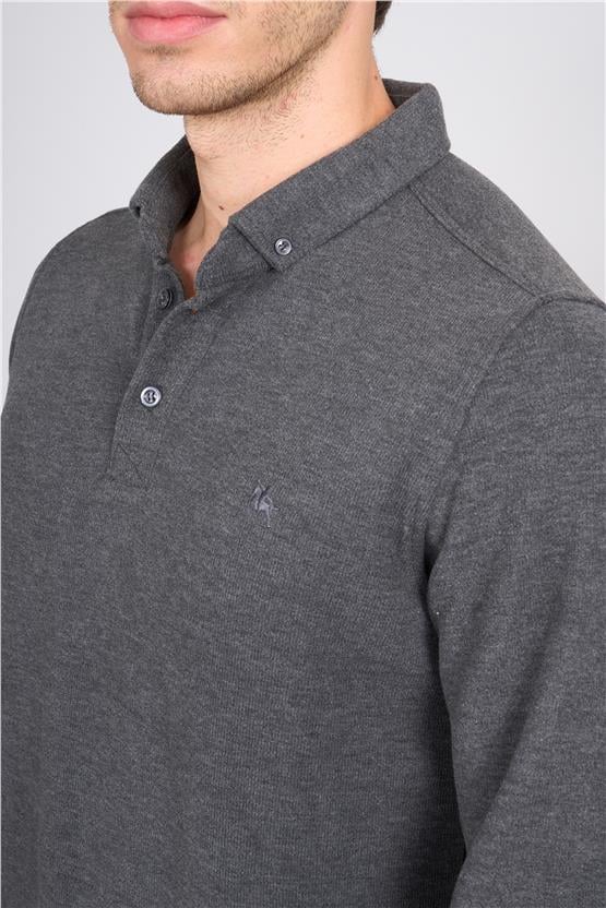 Troy Antrasit Erkek Selanik Patlı Sweatshirt