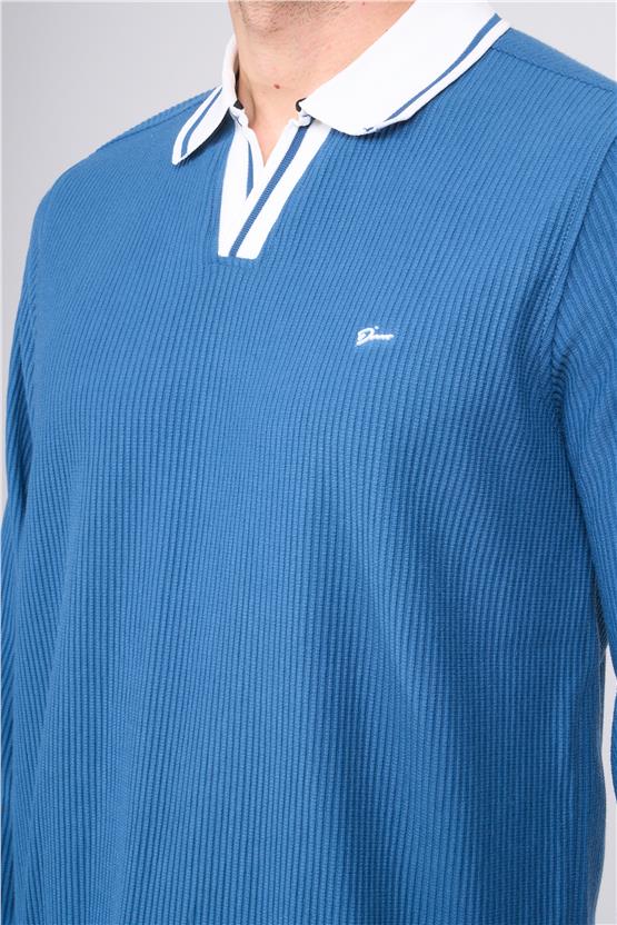 Troy Indıgo Erkek Ottoman V Pat Sweatshirt