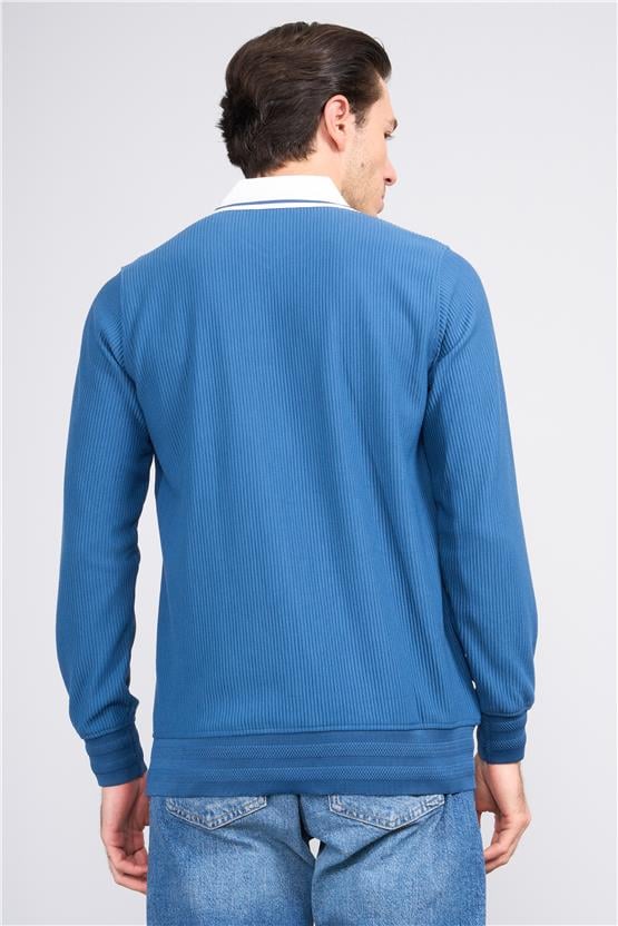 Troy Indıgo Erkek Ottoman V Pat Sweatshirt