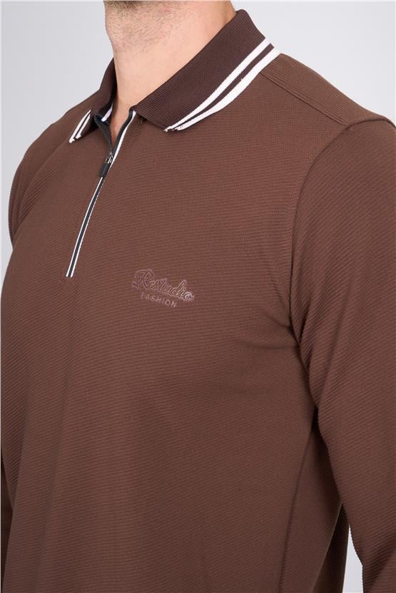 Troy Kahve Erkek Fox Fermuarlı Sweatshirt