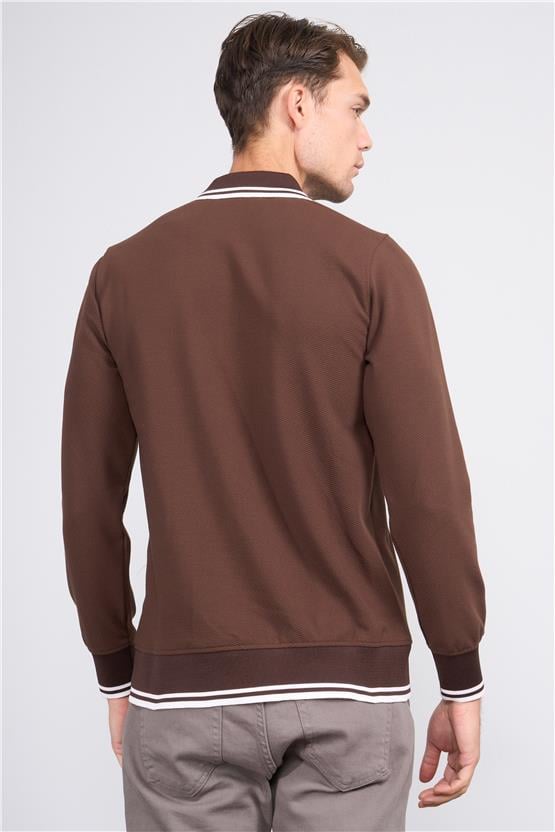 Troy Kahve Erkek Fox Fermuarlı Sweatshirt