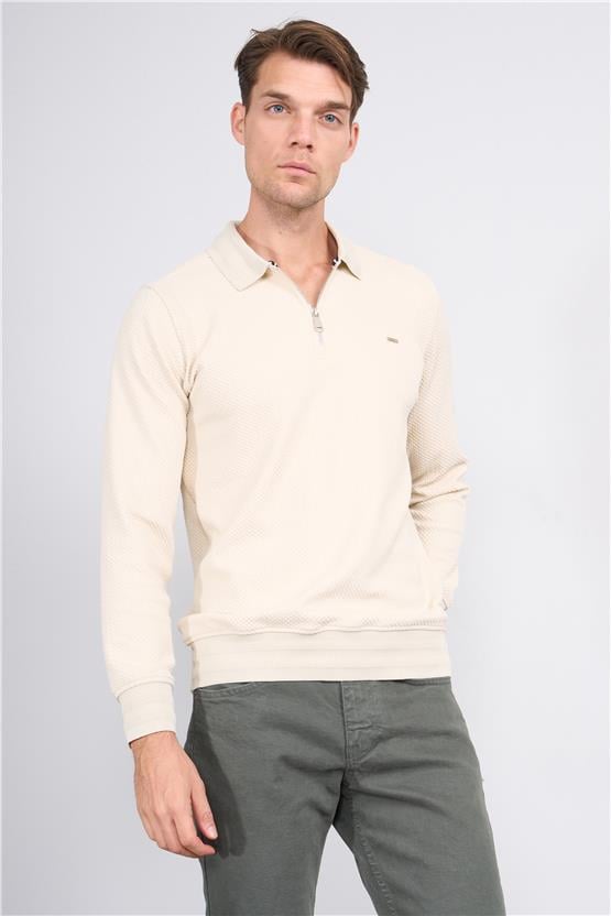 Troy Kemik Erkek Yelpaze Fermuarlı Sweatshirt