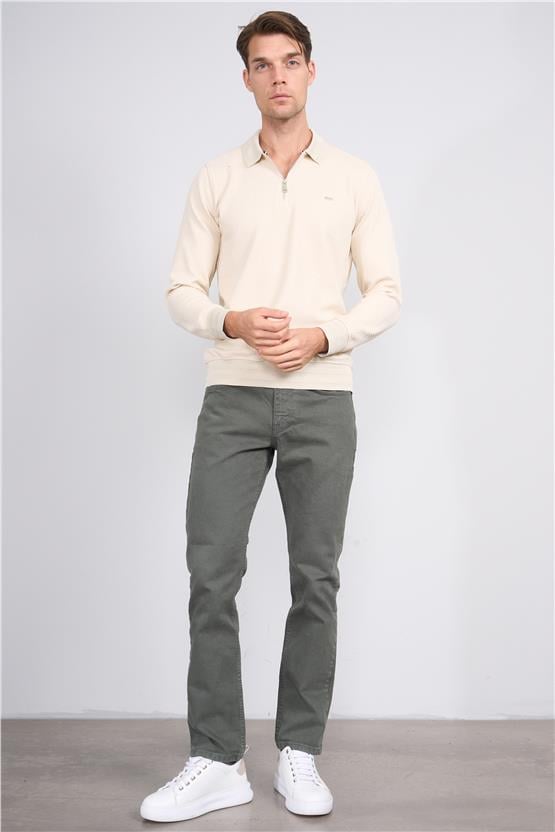 Troy Kemik Erkek Yelpaze Fermuarlı Sweatshirt