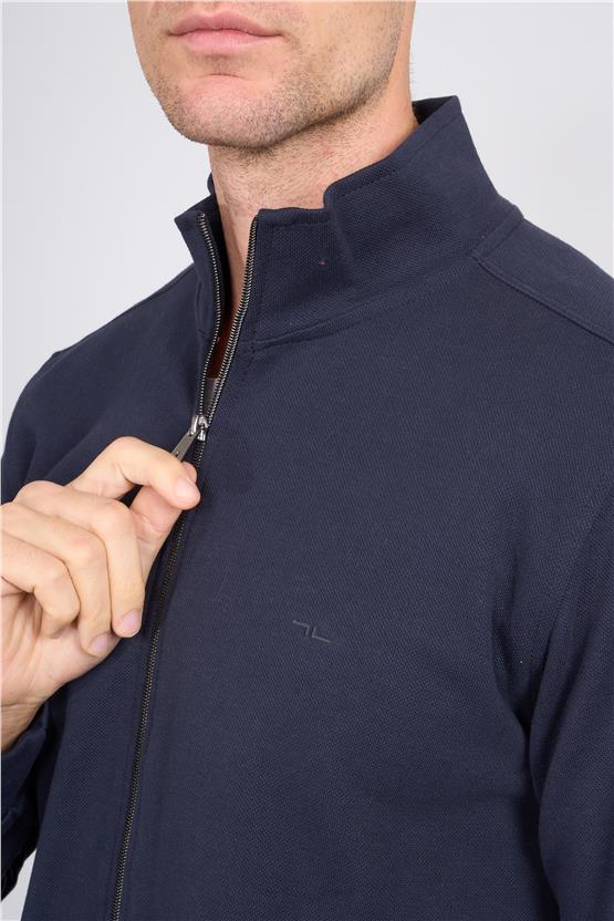 Troy Lacivert Erkek Pike Dik Yaka Sweatshirt